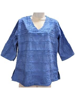 Cottonseed Shaggy Tunic Sz: L Shaggy MADE IN U.S.A Periwinkle Blue Beachy Boho